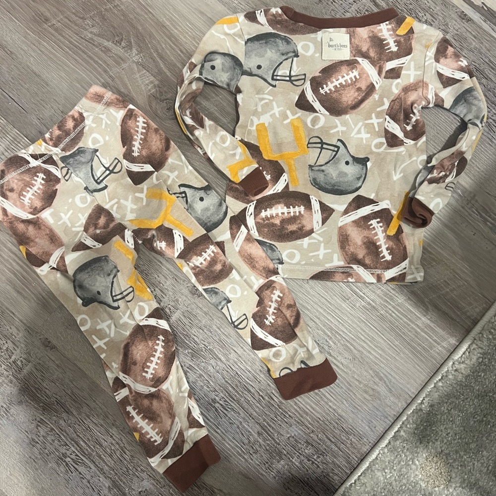 Kids Sports Print Pajama Set - Brown and Yellow - Picture 2 of 2